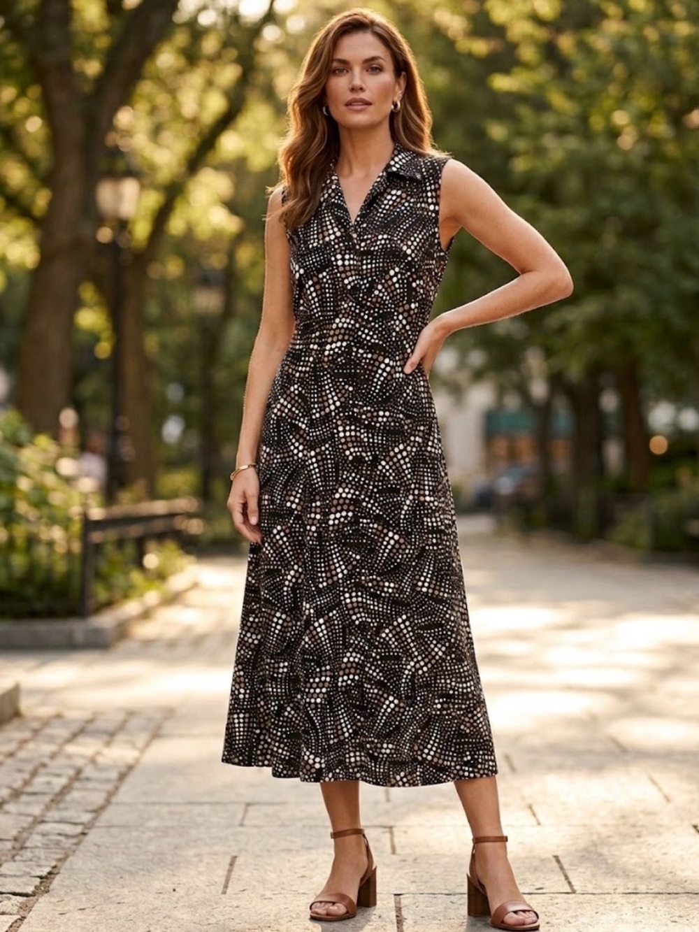 Vintage Studio I Polka Dot Sleeveless Maxi Dress, Size 10